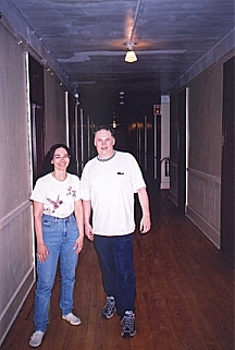 Elaine Casella and Laurence Dunn inside the barracks where Ed Burroughs was stationed.