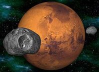 Barsoom and its hurtling moons: Thuria and Cluros