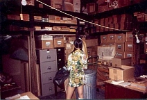 Sue-On exploring the ERB treasures in the Tarzana warehouse