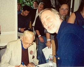 Bruce Bennett with Bob Zeuschner and a long line of fans