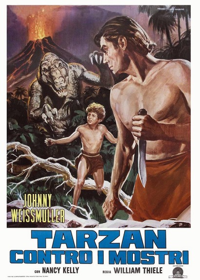 Tarzan Against the Monsters: An Italian movie poster for Tarzan's Desert Mystery