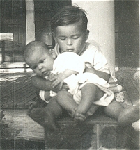 OOPS!: George (age 3) holding baby sister, Mary (age 1) ~ 1934 at grandparents' farm, Chantilly, VA.