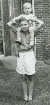 George McWhorter in backyard, Washington, D.C. with little brother, Dick, McWhorter - 1942