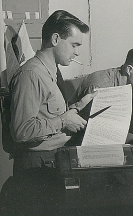 George broadcasting election returns from WFDH at Ft. Dix, NJ, 1952