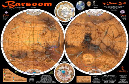 Barsoom Map by Oberon Zell - One of a series he did for ERBzine