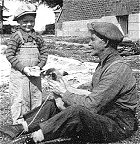 With my buddy, grandpa ~ feeding lamb with nippled beer bottle