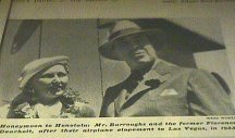 Honeymoon to Honolulu: Mr. Burroughs and the former Florence Dearholt, after their airplane elopement to Las Vegas in 1933.