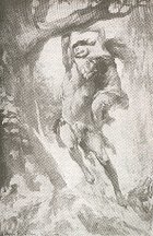 St. John Frontispiece: Lifting her to his shoulder, he leaped to the low branch of a nearby tree