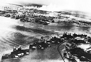 View from a Japanese plane taken around 0800 on 7 December 1941.