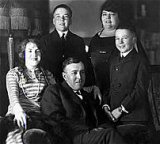 Ed with Joan, Hully, Emma, and Jack:Tarzana Ranch Living Room Portrait