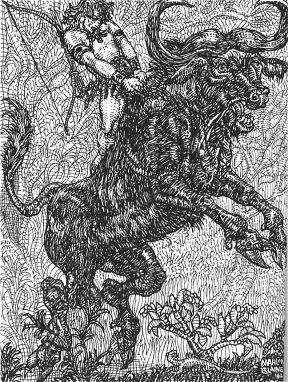 Frontispiece: With a bellow of surprise and terror, the beast leaped forward
