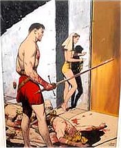 C.C. Beck art: John Carter, Thuvia and dead Therns ~ 14 x 18