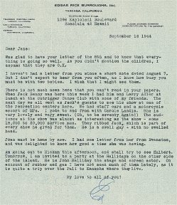 ERB Letter To Jane: September 16, 1944