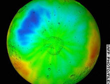 Mars: Blue colours indicate water ice