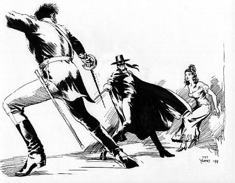 Zorro defending a lady, Santa Clara 2001